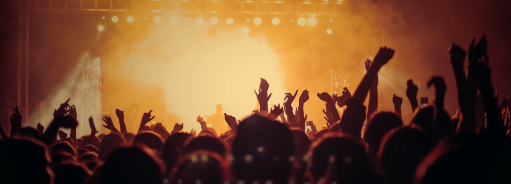 Concert venue with dramatic lighting